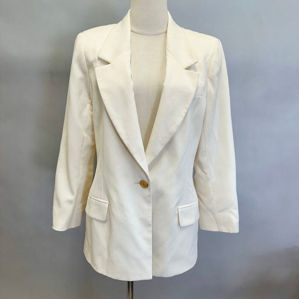 Hawksley & Wright vintage ivory wool‎ blazer single button size 10 petite